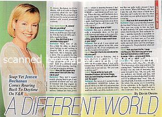 Interview with soap vet 
Jensen Buchanan (Jensen plays the new role of Elise Moxley on The Young and The Restless)