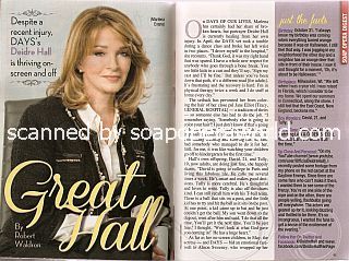 Interview with 
Deidre Hall (Marlena Evans on the NBC soap opera, Days Of Our Lives)