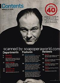 Contents Page featuring James Gandolfini of The Sopranos