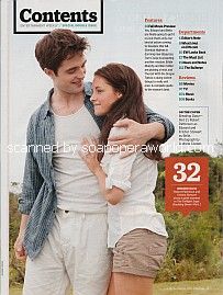 Contents Page featurin Robert Pattinson & Kristen Stewart