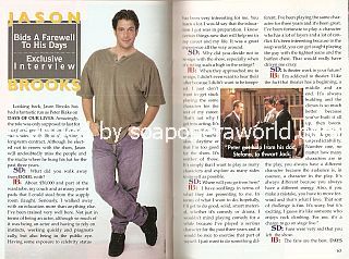 Exit Interview 
with Jason Brooks (Peter Blake on the NBC soap opera, Days Of Our Lives)