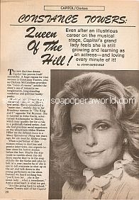 Interview with Constance Towers (Clarissa on the soap opera, Capitol)