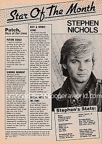 Star Of The Month:  Stephen Nichols (Patch on Days Of Our Lives)