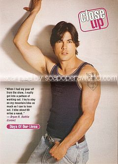 Centerfold featuring soap opera star Bryan Dattilo (Bryan plays the role of Lucas on Days Of Our Lives)