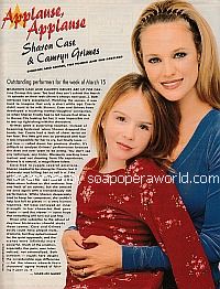 Applause, Applause for Sharon Case & Camryn Grimes of The Young and The Restless